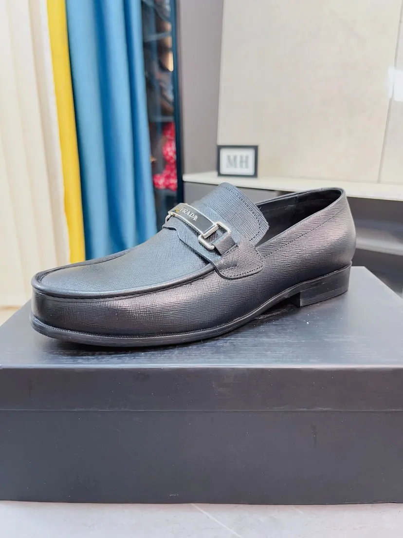 Men's shoes 💰540🌹🌹【PRADA Leather Shoes】Top purchasing agency Original imported Italian custom-made open-edge beaded cowhide leather surface, fully imported water-dyed breathable cowhide lining, original factory special molded sole super comfortable, size: 38-44